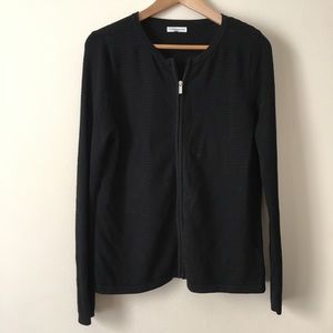 Black Ribbed Full Zip Sweater/Cardigan/Jacket